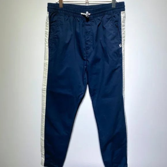 H&M BOYS TRACK PANTS NAVY w/WHITE SIDE STRIPES - Picture 1 of 3